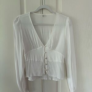 Aritzia Wilfred S White Buttoned Blouse